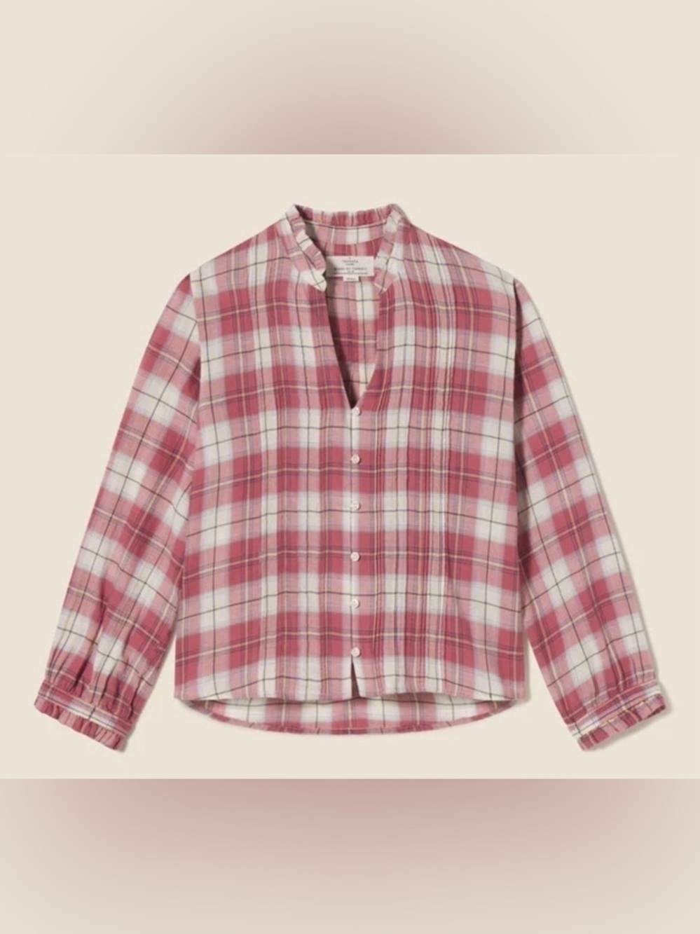 BNWT Trovata Bird of Paradis Finley Pintuck Blouse Canyonplaid Womens XS $206 - Picture 4 of 13